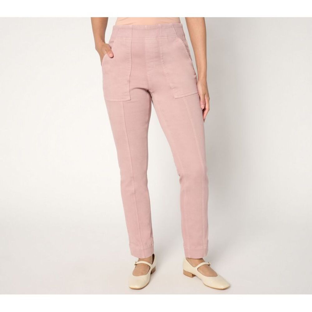 Denim & Co. Women's Plus Sz Pants 18 Cozy Touch Straight Leg Pull-On Pink